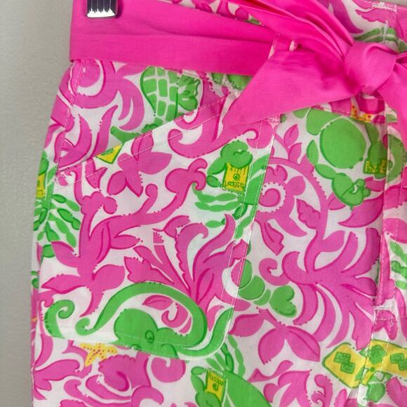 Lilly Pulitzer Girls Tie Waist Pants 10 Heading South Pink Green Crab Octopus - Picture 4 of 11